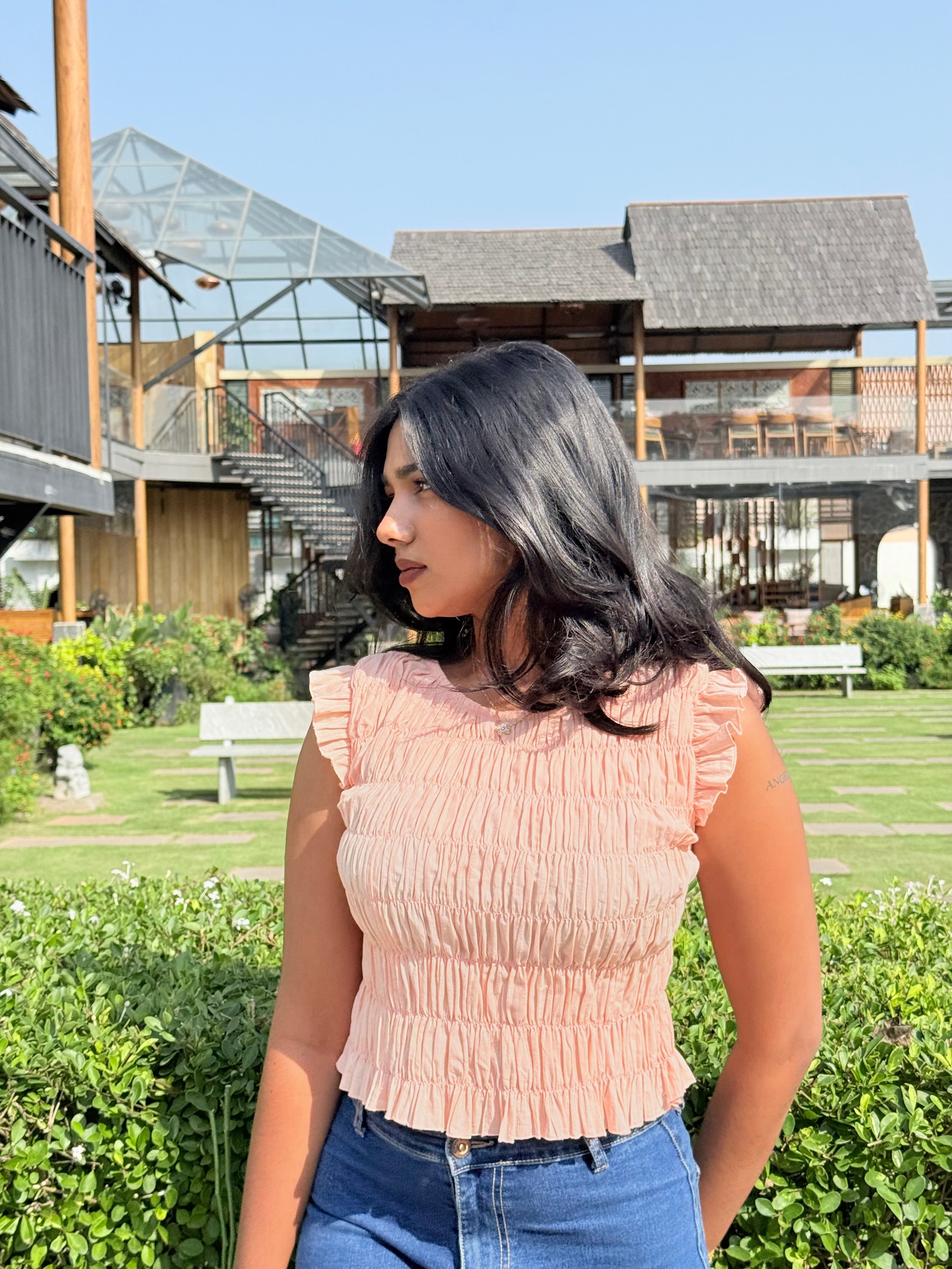 Peach Petal Smocked Top