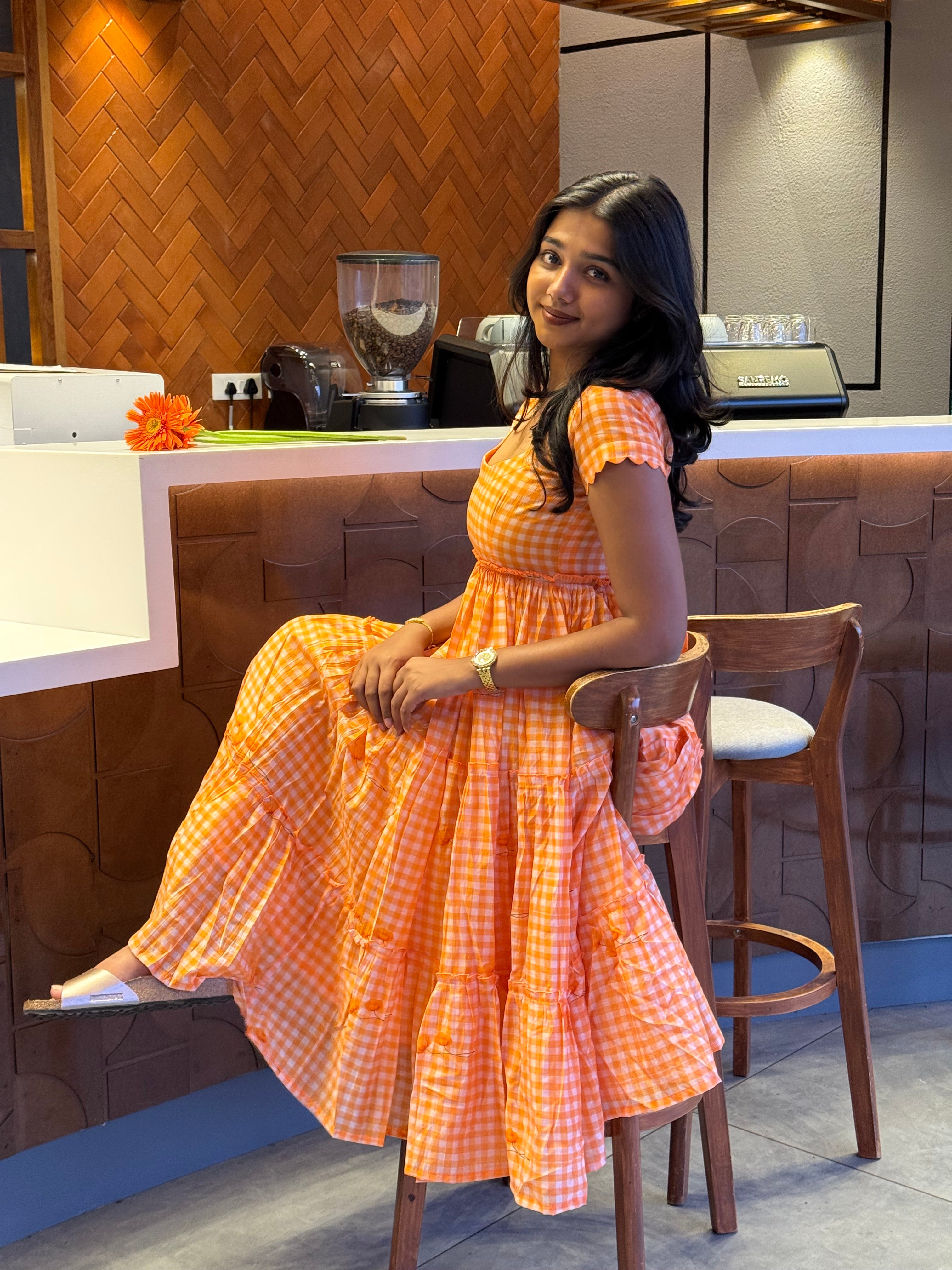 Orange Gingham Maxi