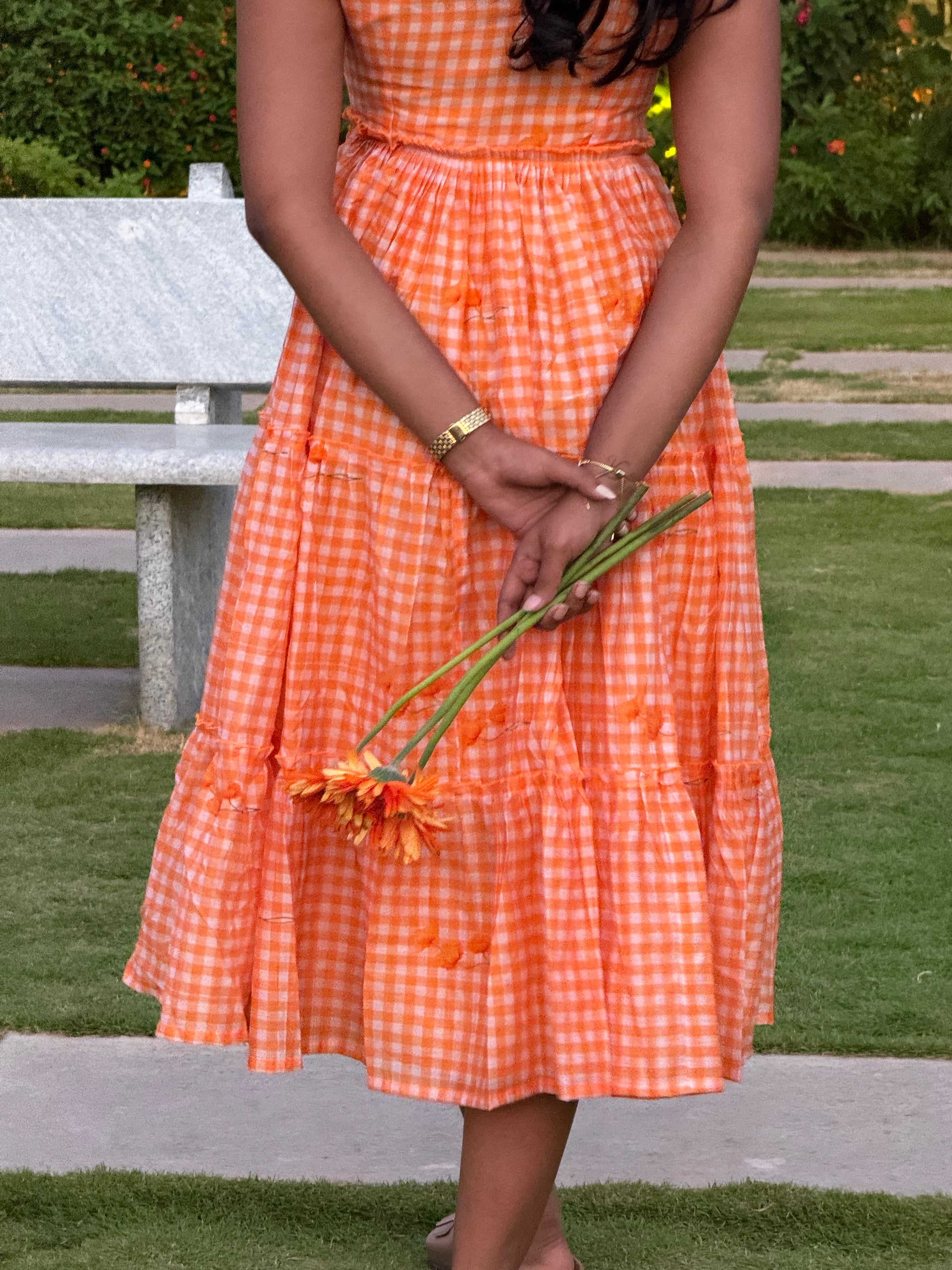 Orange Gingham Maxi