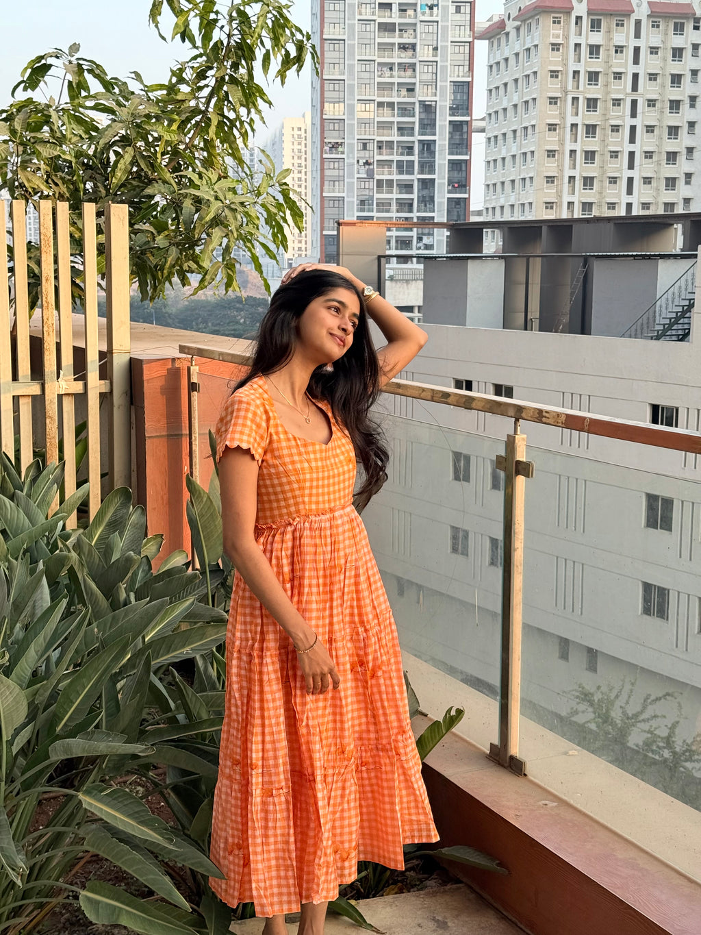Orange Gingham Maxi