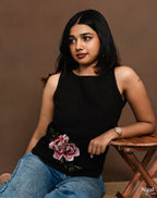 Crimson Embroidered Top