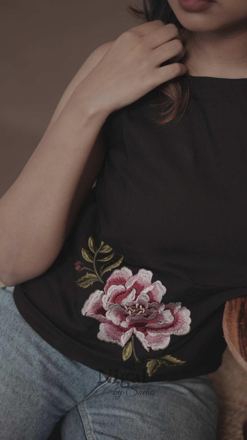 Crimson Embroidered Top