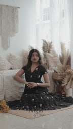Black Blossom Tiered  Embroidered Maxi